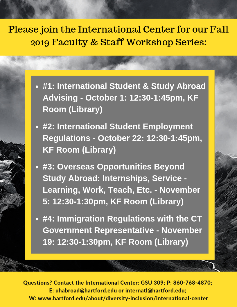 Faculty Staff Workshop Schedule Fall 2019